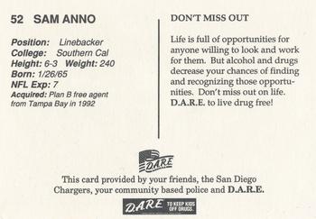 1993 San Diego Chargers Police #NNO Sam Anno Back