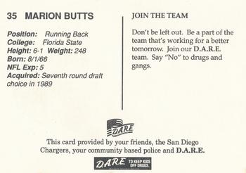 1993 San Diego Chargers Police #NNO Marion Butts Back