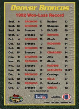 1993 Stadium Club - Super Teams Members Only #NNO Denver Broncos Back