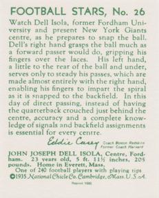1985 1935 National Chicle (reprint) #26 John Dell Isola Back