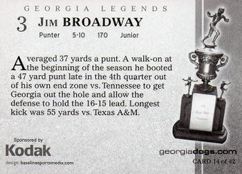 2005 Kodak Georgia Bulldogs Legends #14 Jim Broadway Back