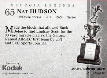 2005 Kodak Georgia Bulldogs Legends #20 Nat Hudson Back