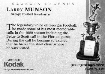 2005 Kodak Georgia Bulldogs Legends #39 Larry Munson Back