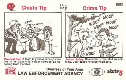 1983 Kansas City Chiefs Police #2 Tom Condon Back