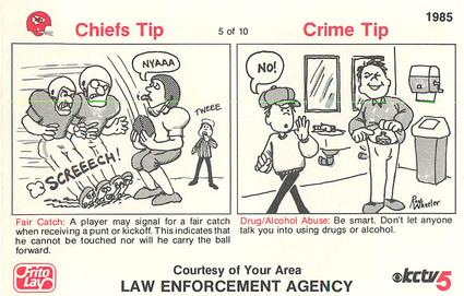 1985 Kansas City Chiefs Police #5 Jim Arnold Back