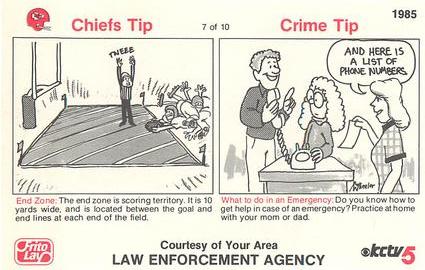 1985 Kansas City Chiefs Police #7 David Lutz Back