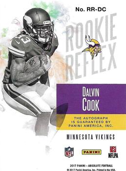 2017 Panini Absolute - Rookie Reflex Signatures Red #RR-DC Dalvin Cook Back