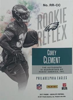 2017 Panini Absolute - Rookie Reflex Signatures Red #RR-CC Corey Clement Back