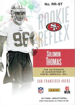 2017 Panini Absolute - Rookie Reflex Signatures Red #RR-ST Solomon Thomas Back