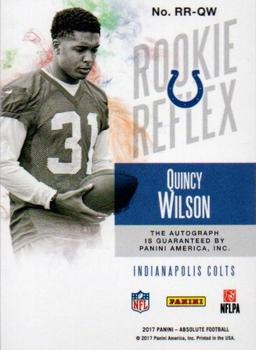 2017 Panini Absolute - Rookie Reflex Signatures Red #RR-QW Quincy Wilson Back