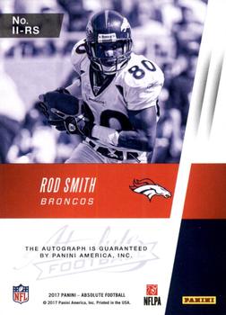 2017 Panini Absolute - Iconic Ink #II-RS Rod Smith Back