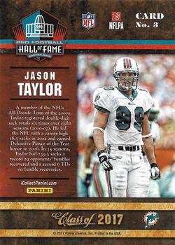 2017 Panini Pro Football Hall of Fame #3 Jason Taylor Back