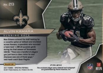 2017 Panini Spectra - Rookie Patch Autographs Gold Laundry Tags NFL Player's Logo #213 Alvin Kamara Back