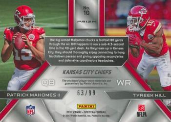 2017 Panini Spectra - Synced Swatches #10 Patrick Mahomes II / Tyreek Hill Back
