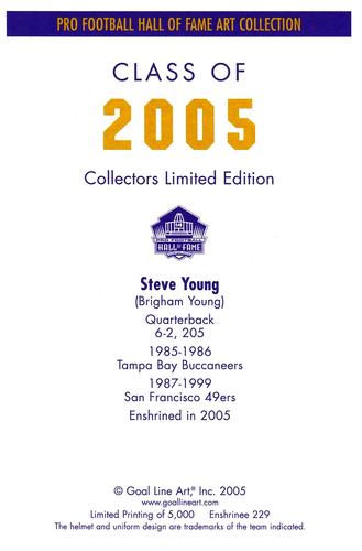 2005 Goal Line Hall of Fame Art Collection #229 Steve Young Back