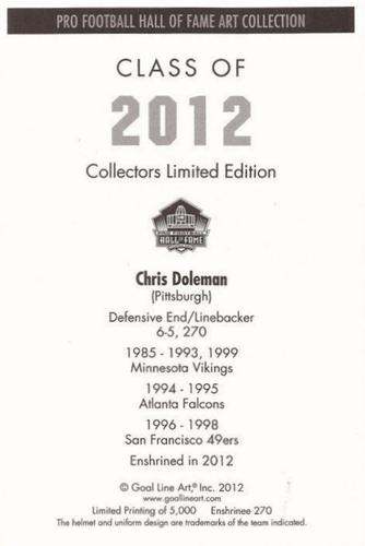 2012 Goal Line Hall of Fame Art Collection #270 Chris Doleman Back