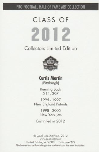 2012 Goal Line Hall of Fame Art Collection #272 Curtis Martin Back