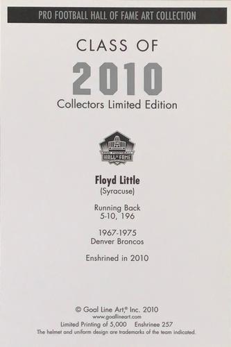 2010 Goal Line Hall of Fame Art Collection #257 Floyd Little Back