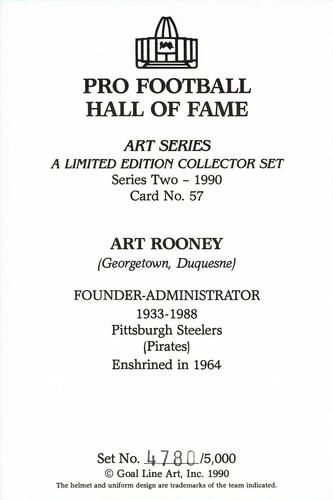 1990 Goal Line Hall of Fame Art Collection #57 Art Rooney Back