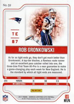 2017 Donruss Certified Cuts #59 Rob Gronkowski Back