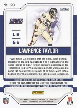 2017 Donruss Certified Cuts #103 Lawrence Taylor Back