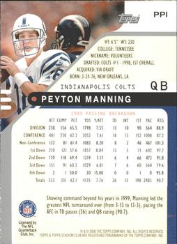 2000 Stadium Club - Promos #PP1 Peyton Manning Back