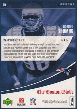 2007 Upper Deck Boston Globe New England Patriots #18 Adalius Thomas Back