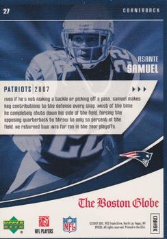 2007 Upper Deck Boston Globe New England Patriots #27 Asante Samuel Back