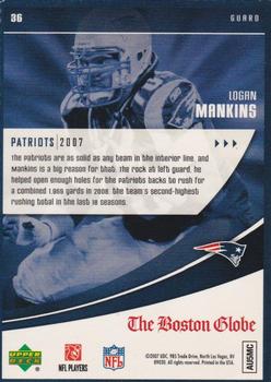 2007 Upper Deck Boston Globe New England Patriots #36 Logan Mankins Back