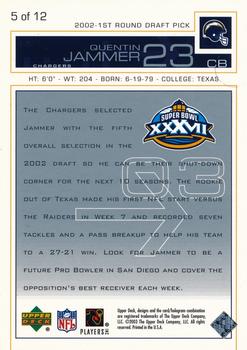 2003 Fleer/Pacific/Playoff/Topps/Upper Deck San Diego Chargers Super Bowl XXXVII Promos #5 Quentin Jammer Back