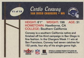 2003 Fleer/Pacific/Playoff/Topps/Upper Deck San Diego Chargers Super Bowl XXXVII Promos #11 Curtis Conway Back