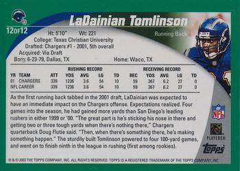 2003 Fleer/Pacific/Playoff/Topps/Upper Deck San Diego Chargers Super Bowl XXXVII Promos #12 LaDainian Tomlinson Back