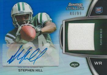 2012 Bowman Sterling - Autographed Rookie Relics Blue Refractors #BSAR-SH Stephen Hill Front