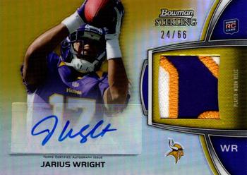 2012 Bowman Sterling - Autographed Rookie Relics Gold Refractors #BSAR-JW Jarius Wright Front
