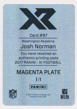 2017 Panini XR - Printing Plates Magenta #97 Josh Norman Back