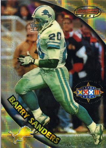 1997-98 Bowman's Best Super Bowl Jumbos - Atomic Refractors #2 Barry Sanders Front