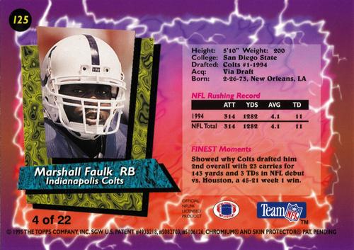 1995 Finest Pro Bowl Jumbos #4 Marshall Faulk Back