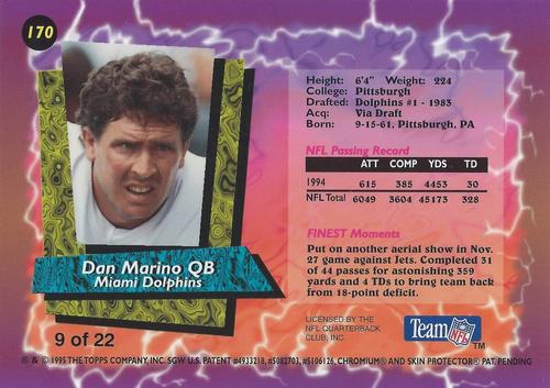 1995 Finest Pro Bowl Jumbos #9 Dan Marino Back