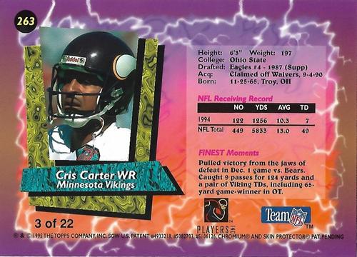 1995 Finest Pro Bowl Jumbos - Refractors #3 Cris Carter Back