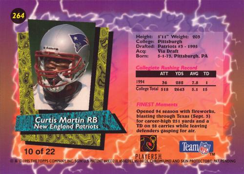 1995 Finest Pro Bowl Jumbos - Refractors #10 Curtis Martin Back