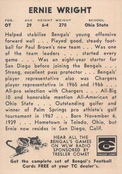 1969 Tresler Comet Cincinnati Bengals #NNO Ernie Wright Back
