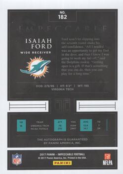 2017 Panini Impeccable #182 Isaiah Ford Back