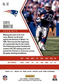 2017 Panini Phoenix #92 Curtis Martin Back