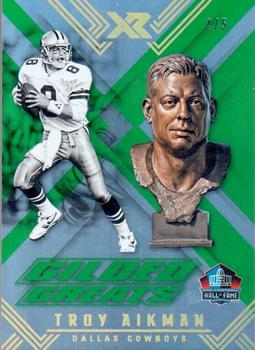 2017 Panini XR - Gilded Greats Green #GG-TA Troy Aikman Front