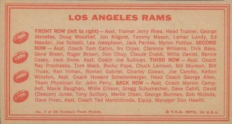 1968 Topps Test Team Patches - Team Photos #7 Los Angeles Rams Back