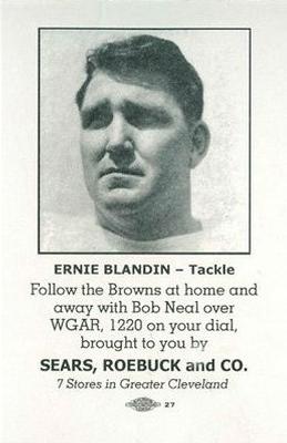 1946 Sears Cleveland Browns #NNO Ernie Blandin Front