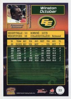 2004 Pacific CFL #33 Winston October Back