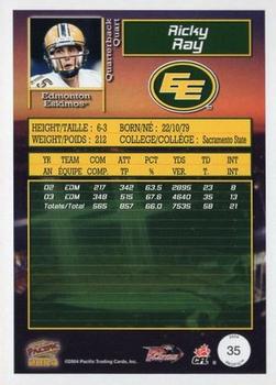 2004 Pacific CFL #35 Ricky Ray Back