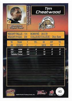 2004 Pacific CFL #40 Tim Cheatwood Back