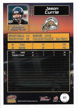 2004 Pacific CFL #41 Jason Currie Back